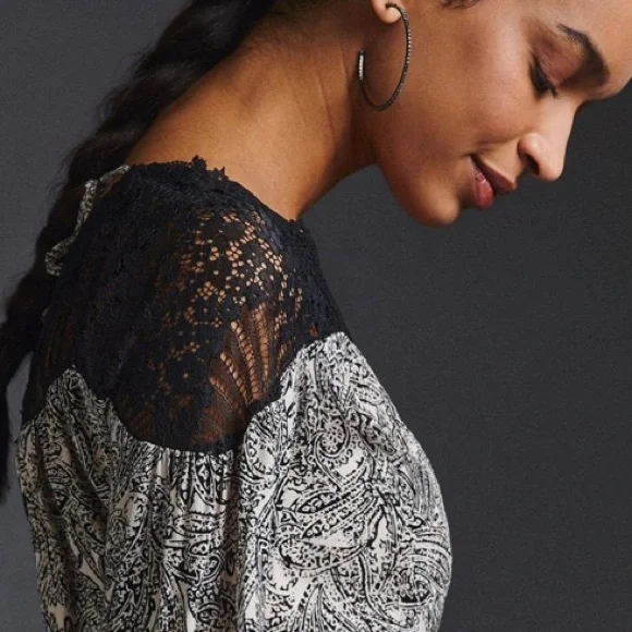 Anthropologie By Anthropologie Lacy V-Neck Mini Dress - Picture 8 of 11